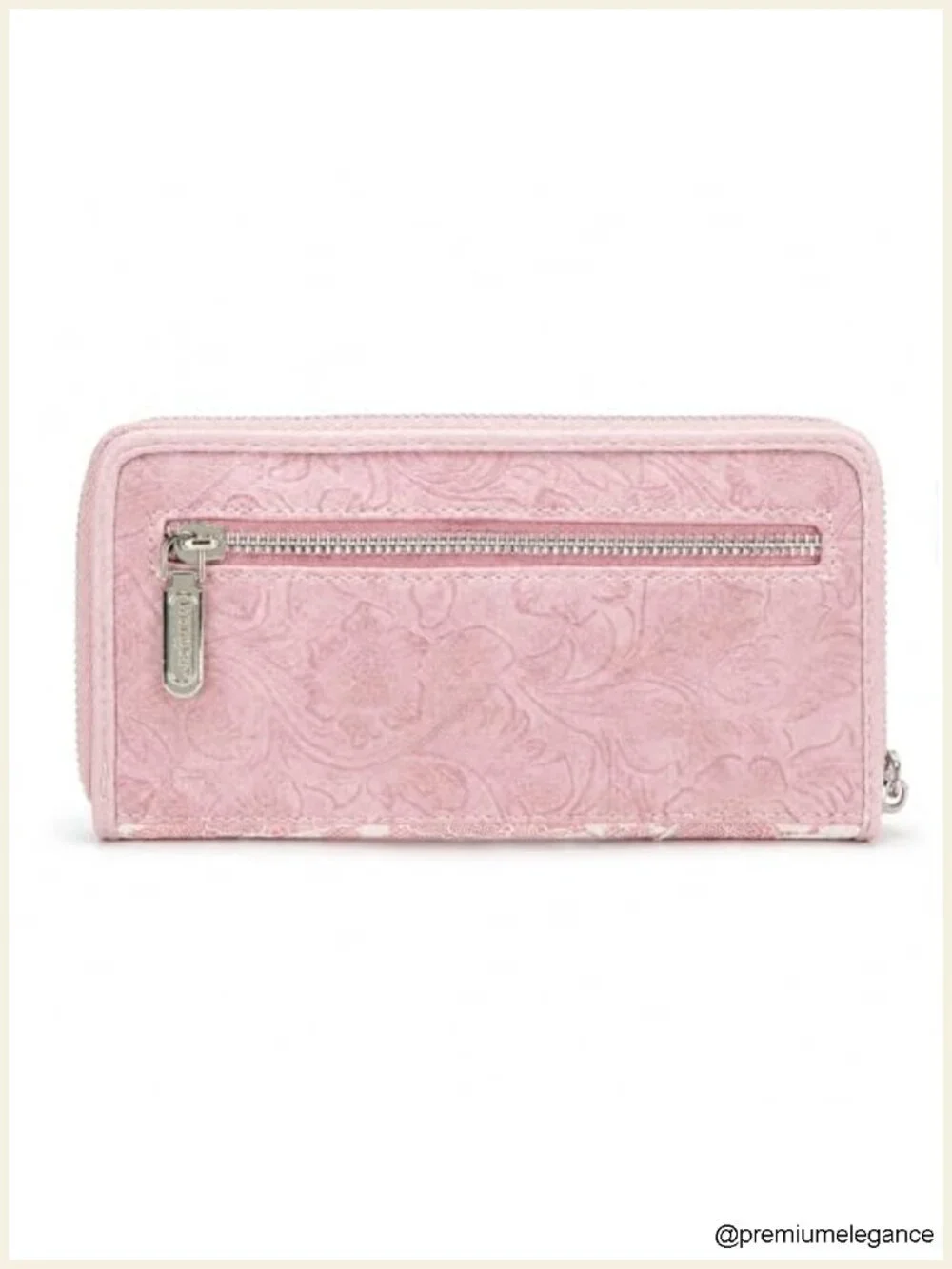 Faux Leather Lace Floral Wristlet Wallet with RFID Blocking